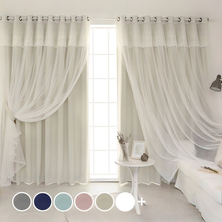 까르데코 디망쉬 암막레이스 안방 거실 특대형 커튼 4장세트