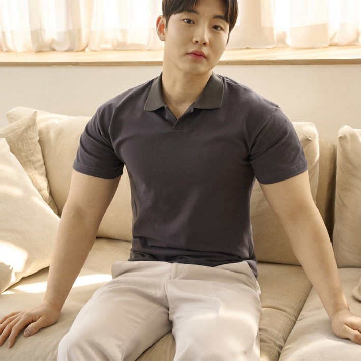 핵쿨남 남자 머슬핏 반팔 오픈 카라 티셔츠 핵쿨남 남자 머슬핏 반팔 오픈 카라 티셔츠