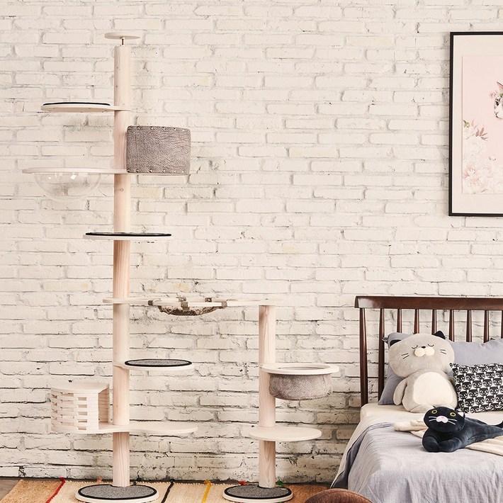 고양이 캣폴 캣타워 고급 원목 캣폴 하우스 해먹 브릿지 럭셔리 인테리어 프리미엄캣폴H형 풀옵션, 민트,버팔로,추가안함, 1개