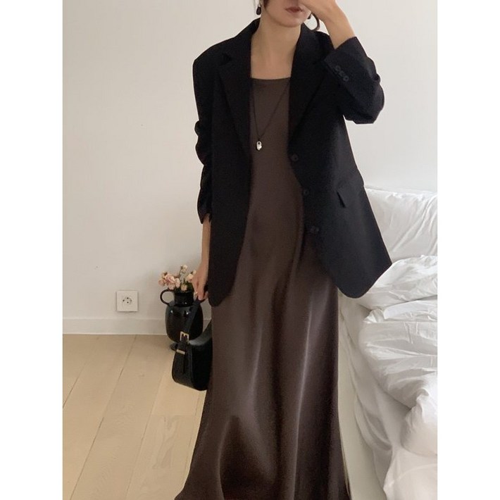 NEW컬러추가 루어스룸 샤이니 새틴 실크 슬립 스트랩 민소매 나시 뷔스티에 a라인 플레어 빅사이즈 임산부 맥시 롱 원피스