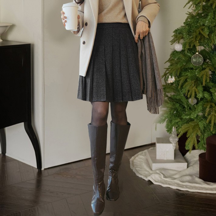 뮤즈린 이몬 플리츠 치마바지 기모