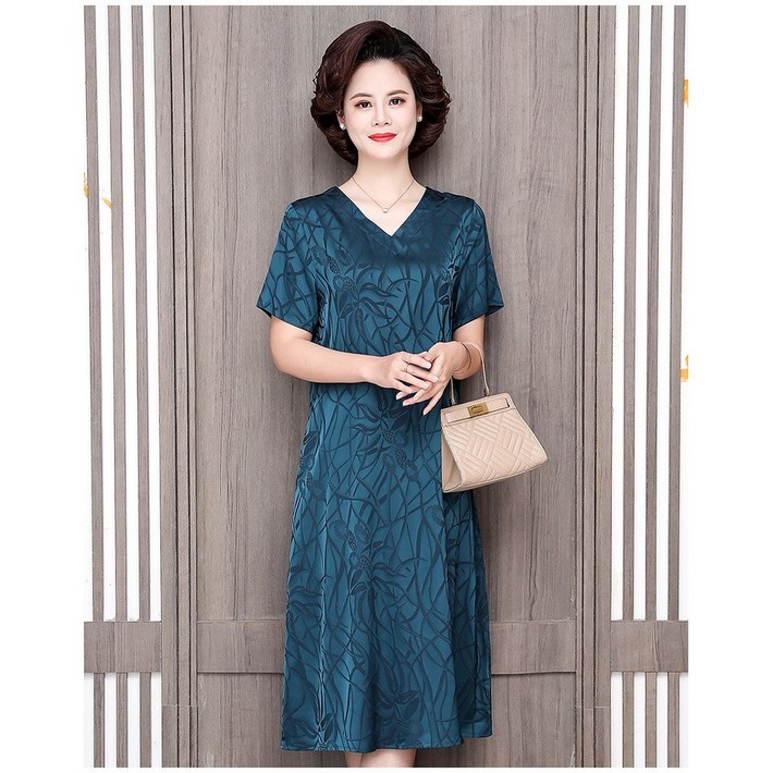 POMTOR50대 중년 여성 여름 누에고치 실크 고급 백화점 원피스 POMTOR50대 중년 여성 여름 누에고치 실크 고급 백화점 원피스