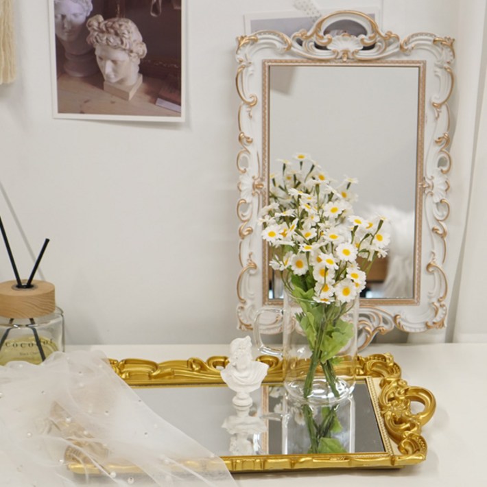 내일의공간 레트로 골드 거울 트레이벽걸이
