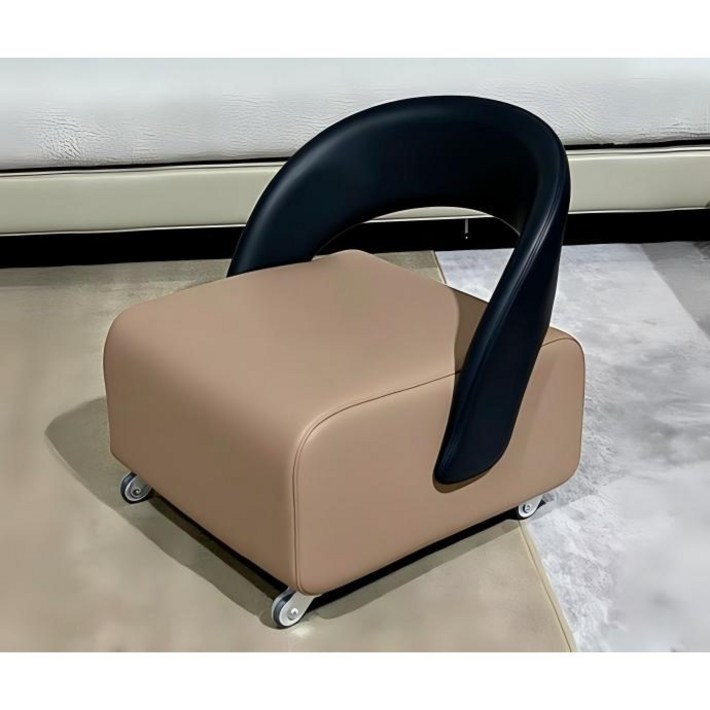 TixPra 거실 도르래 낮은 의자 가정용 소형 등받이 도르래 의자, 1개, 브라운