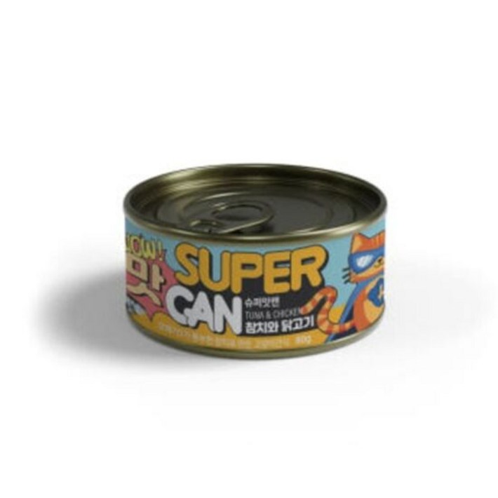 슈퍼맛캔 묘한맛 길고양이 참치 닭고기 80g X 24개 애묘캔 고양이간식캔 길냥이캔 애묘간식 고양이캔
