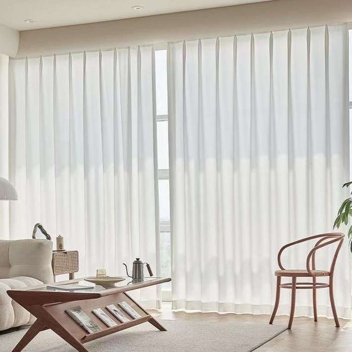 데미이엔 비침없는 차르르한 고밀도 나비주름 쉬폰 커튼