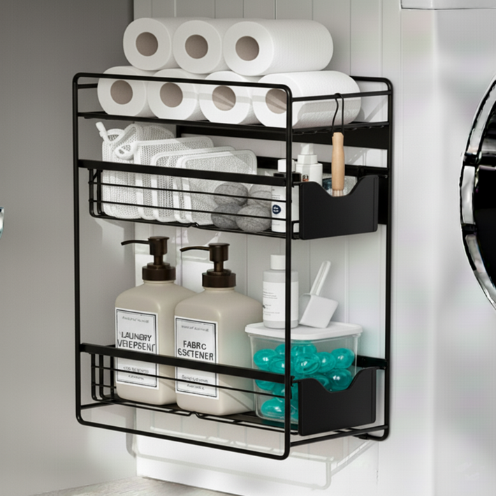 위즈룸 슬라이딩 냉장고 틈새 자석 선반, 블랙, 1개