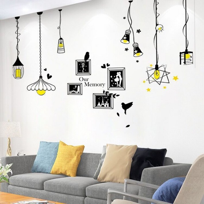 MAKABORO 벽면 인테리어 포인트 거실 욕실 주방 벽 스티커 벽 꾸미기, 샹들리에 액자