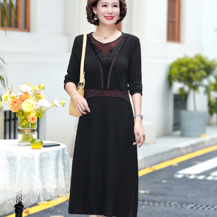 Sevalo 2023 초봄 중년 여성 큐빅 라운드 무드 원피스 배색 하이웨이스트 슬림 빅 사이즈 레깅스