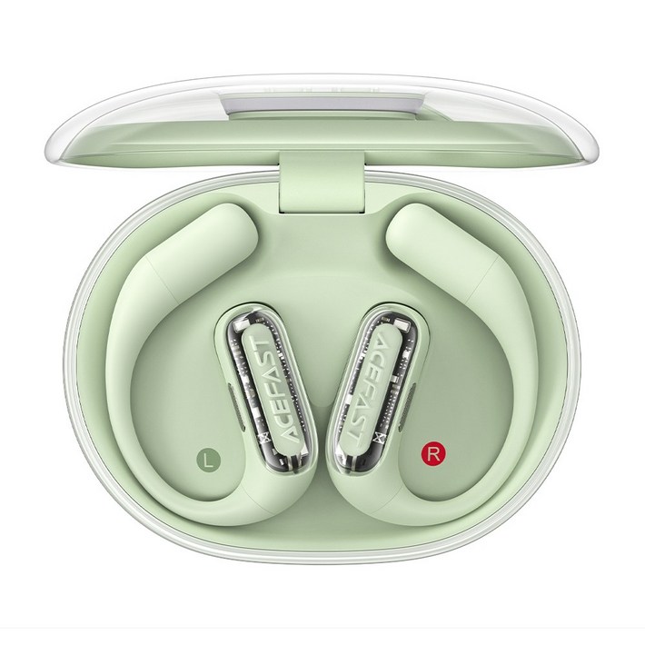 ACEFAST 투명 오픈형 무선 블루투스 이어폰 노이즈캔슬링 LED 귀걸이형 ACEFIT Pro, 그린