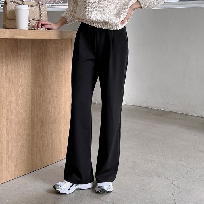 메이블루 미라클 원턱 밴딩슬랙스 카키색바지 핀턱와이드팬츠 화이트팬츠 랩치마바지 나팔바지