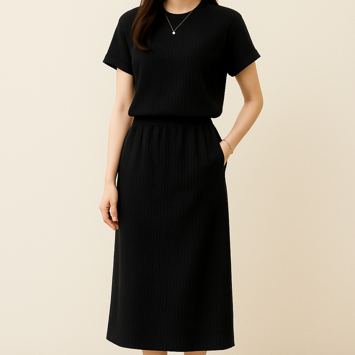 온미올렛 여성 캡소매 반팔티 치마 스커트 투피스 세트