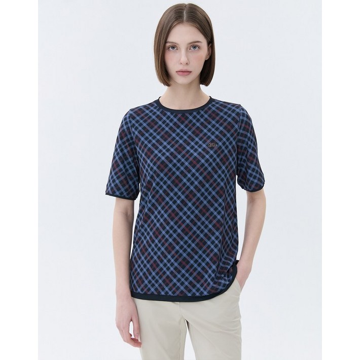 24SS [스테디셀러]체크 반팔티셔츠 (GREY) WNTS4B402CG