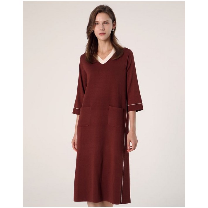 레노마레이디 더레노마 브이넥 카라 니트 원피스CC32KO010 591178