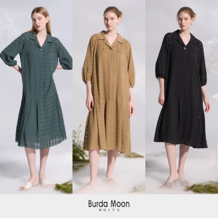 런칭가 79,900원 24SS 부르다문 썸머 시어커서 원피스속슬립 세트 BM242F0211OP