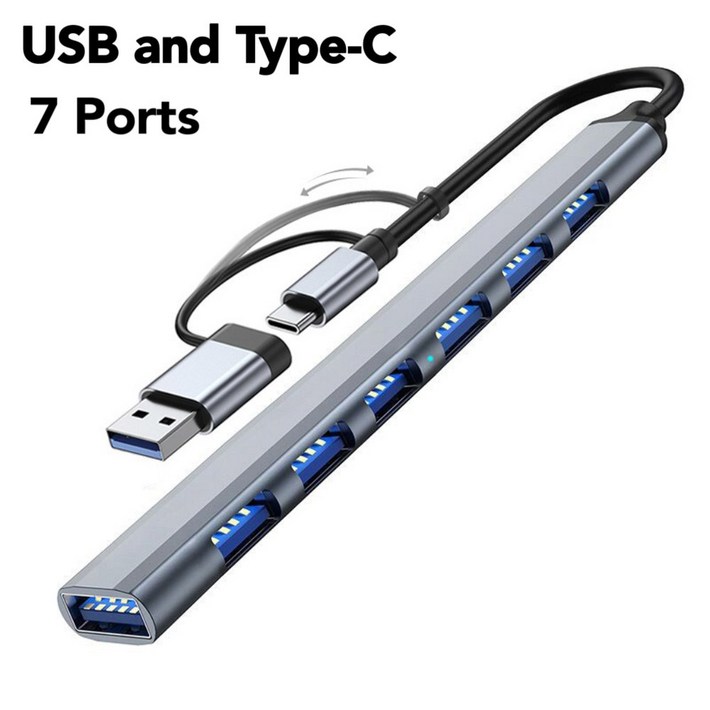 USB C타입 멀티허브 분배기 허브 USBC PD 고속 데이터 전송 PC 노트북 맥북 액세서리 3 0 USBA 7 포트 USB3.0 2.0