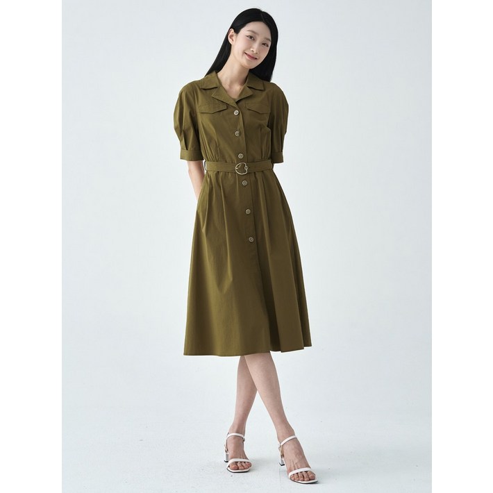 ❲매장정품❳ 지센 편한 데일리 원피스 2컬러 피어로즈 벨티드 셔츠형 LFOPO491 하객 오피스 룩