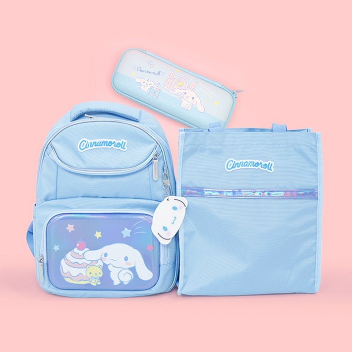 산리오 시나모롤 초등학생 책가방 풀세트 백팩신주머니필통레인커버거울키링 포함