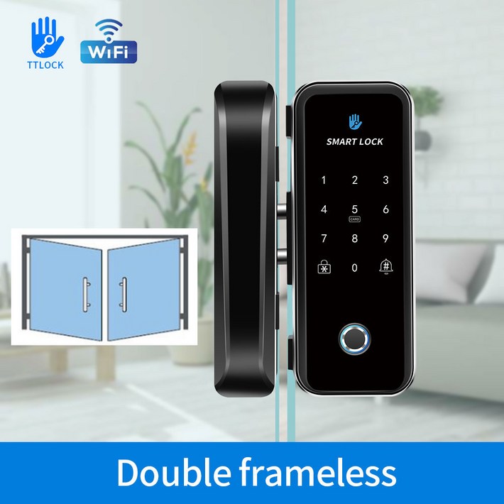 상업용 유리문 5in1 액세스 제어APP지문카드코드원격용 TTlock 스마트 생체 인식 지문 WiFi 잠금