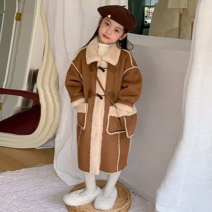 마이슈마켓 아동 브라운무스탕코트 키즈 여아 겨울 코트