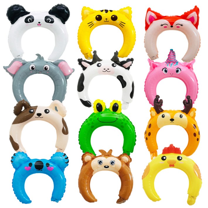 스마일파티 동물 머리띠 헤어밴드 풍선