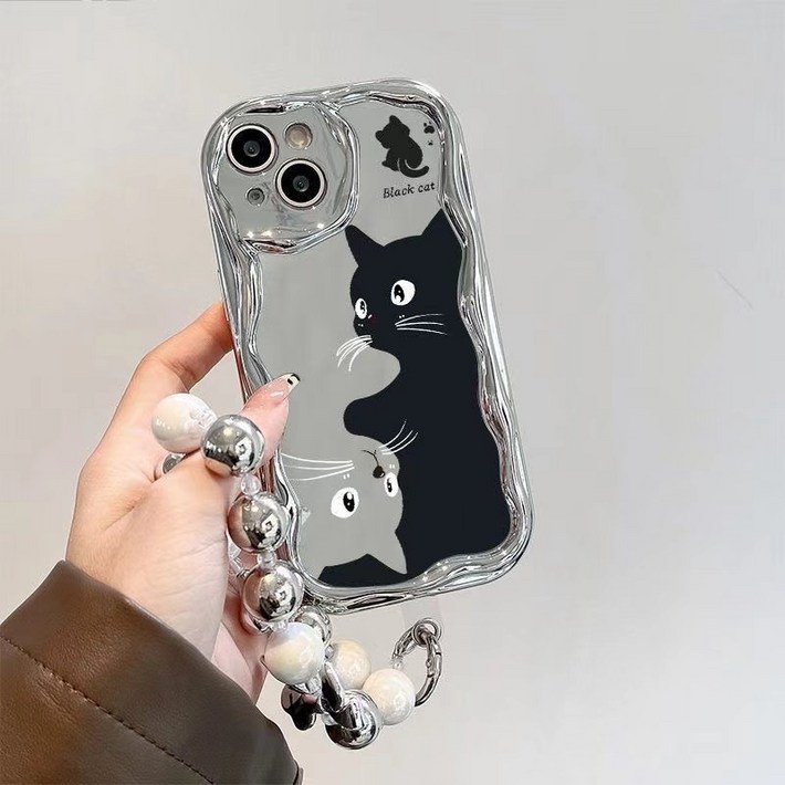 아이폰 6 7 8 플러스 X XS MAX XR 귀여운 냥이 스트랩 물결 휴대폰 케이스 D83 아이폰 6 7 8 플러스 X XS MAX XR 귀여운 냥이 스트랩 물결 휴대폰 케이스 D83