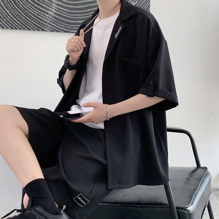 스타일닥터 남성 여름 반팔 반바지 정장 세트 루즈핏 여름 캐주얼