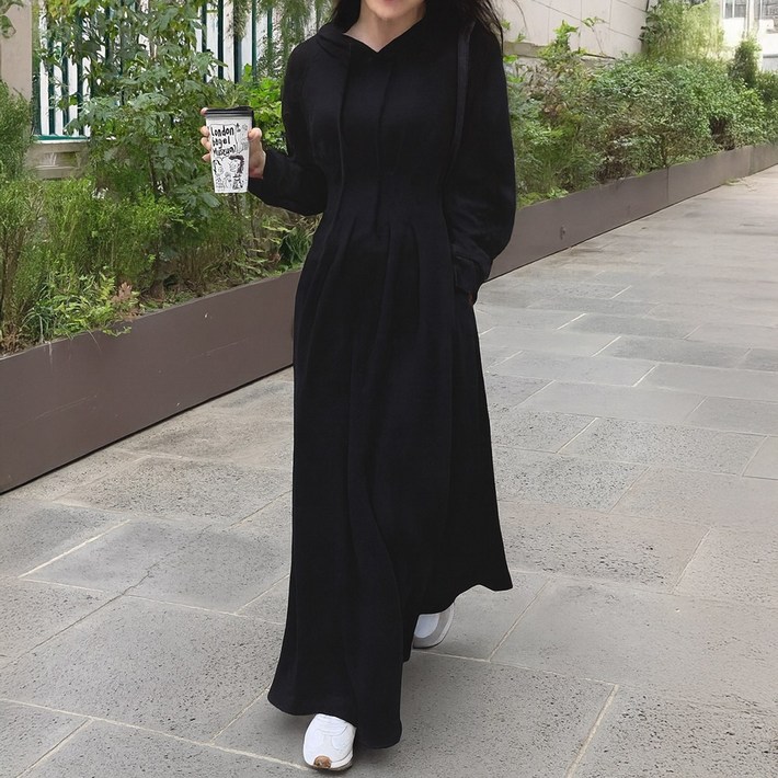 떳다그녀 레이미아 후드원피스 핀턱 다트원피스 맨투맨 미니원피스 롱원피스