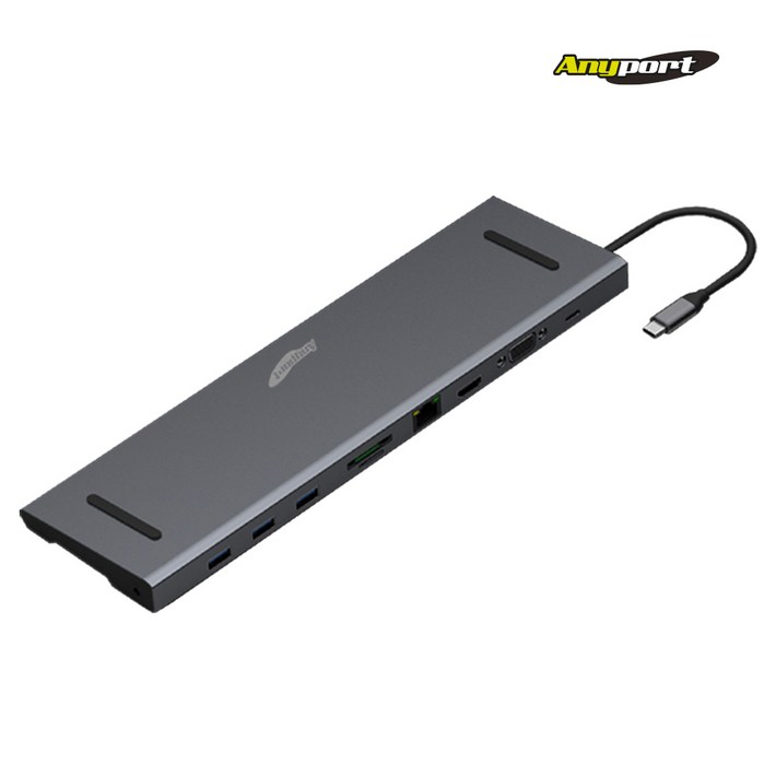 애니포트 APTC101HVL 10 IN 1 알루미늄 C타입허브 PD 100W 덱스 GIGALAN, 메탈그레이, 1