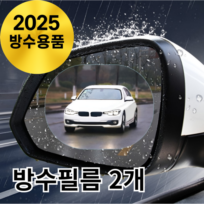 바라츠 완벽 시야 사이드미러 방수 코팅 필름 2p, 1세트, 전차종 타원형