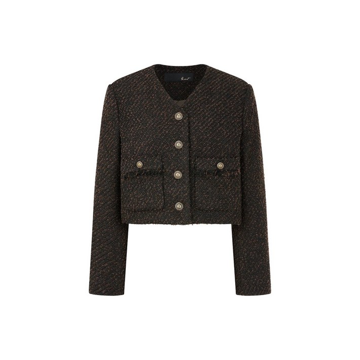 지컷 여성용 브이넥 크롭 트위드 자켓 7253410103