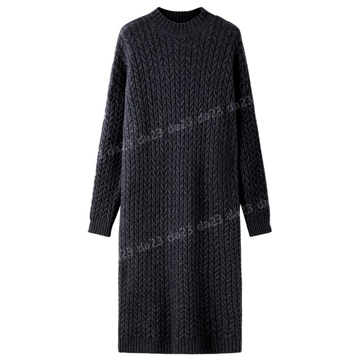 CASHMERE 100 캐시미어 루즈핏 트위스트 롱 니트 원피스 4컬러