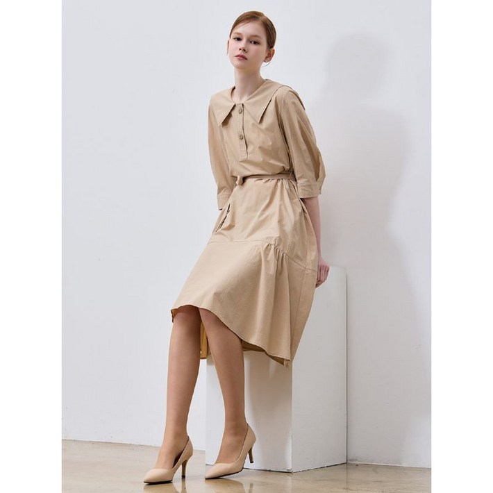 쉬즈미스 고퀄러티 에디션 빅 카라 벨티드 원피스  택가격  358000원