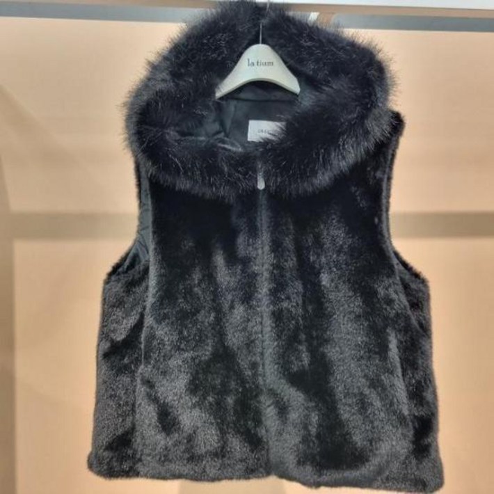 Destijl HC34 25Fw 부드러운 페이크 밍크 털후드 조끼 D2554vt01 202495