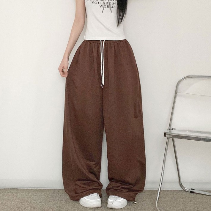 파쿠 가을신상 옆줄 와이드 트레이닝바지  롱팬츠 밑단스트링