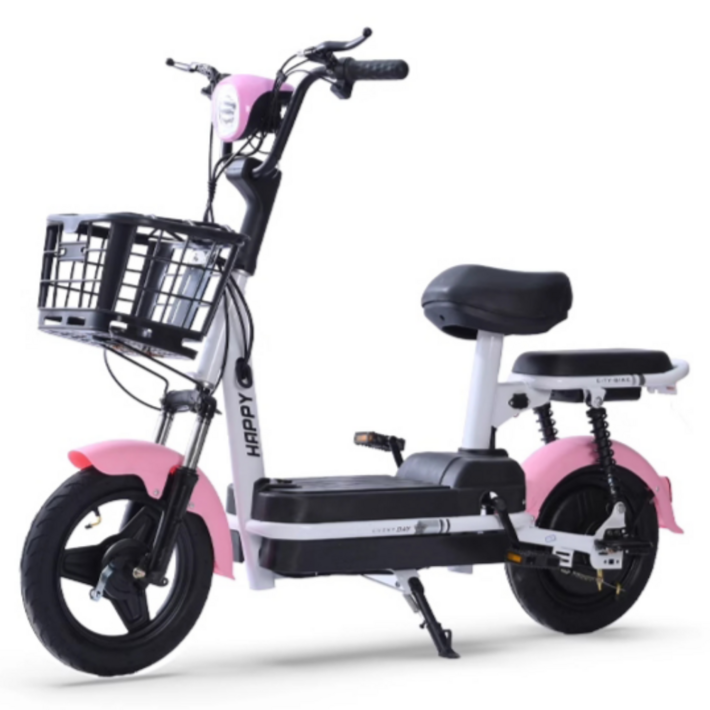 코알라이프 전기스쿠터 오토바이 바이크 리튬배터리 분리가능한 2인승 여성용 미니 전기자전거, 핑크48V12Ah, 하이텐강