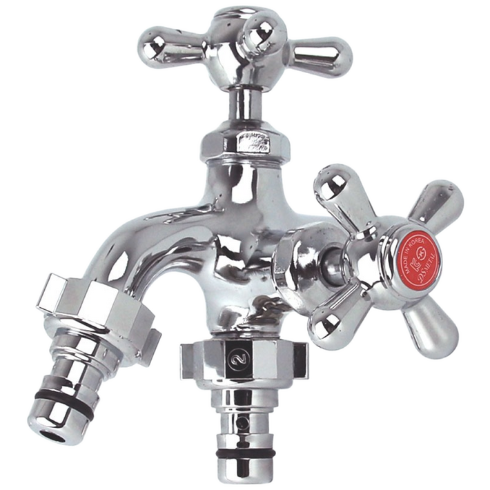 양커플링 온수 두갈래 수도꼭지 양갈래 수전 세탁기 가로 더블커플링, 1개