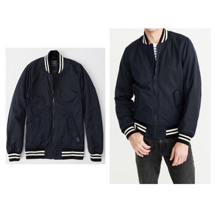 아베크롬비 남자 VARSITY BOMBER 자켓 NAVY