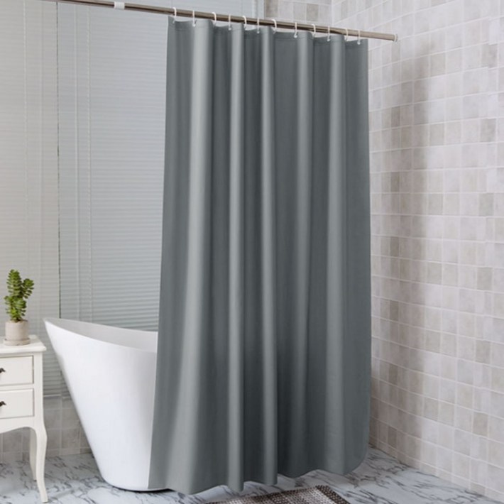 PEVA 욕실 샤워커튼 무지그레이커튼고리포함 180X200cm 욕조 가림막 비닐 방수 커텐