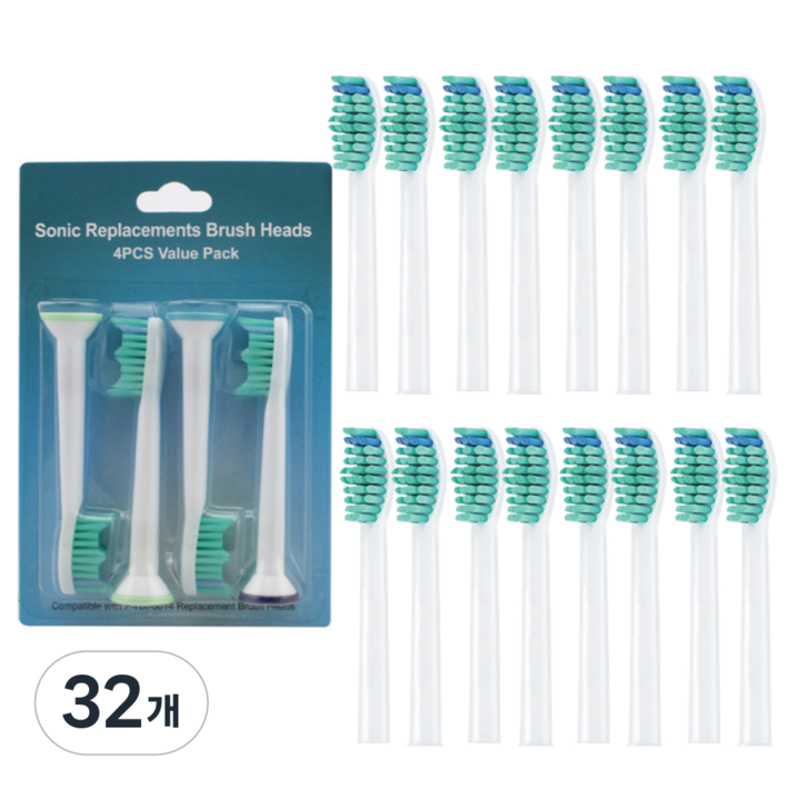 NMX 필립스 호환 전동 칫솔모 리필 호환용 칫솔 소닉케어 리필모, 32개, 호환칫솔모