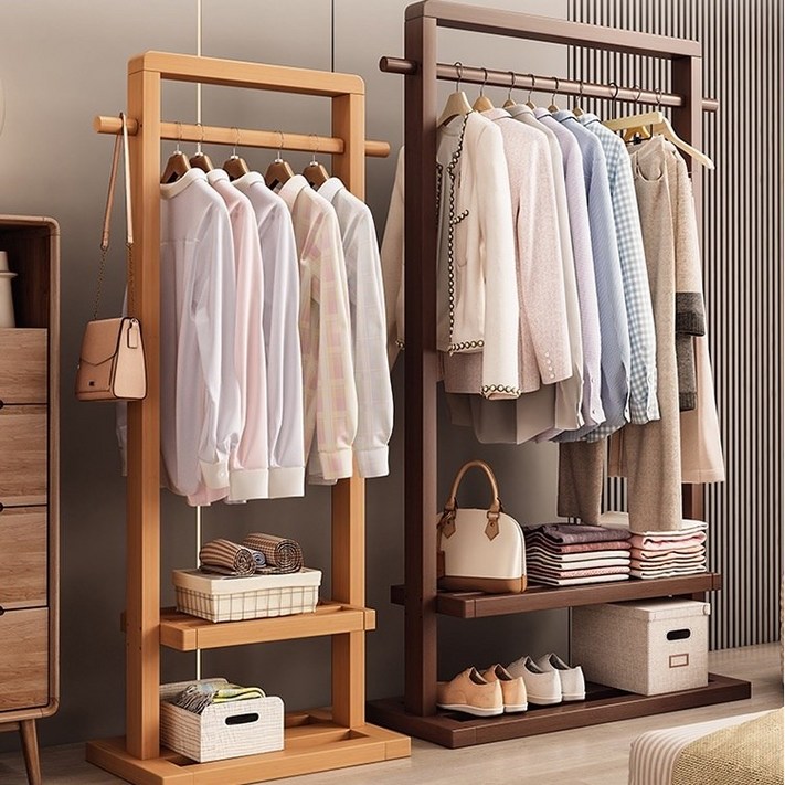 JOY 내츄럴 녹죽 원목 스탠드 행거