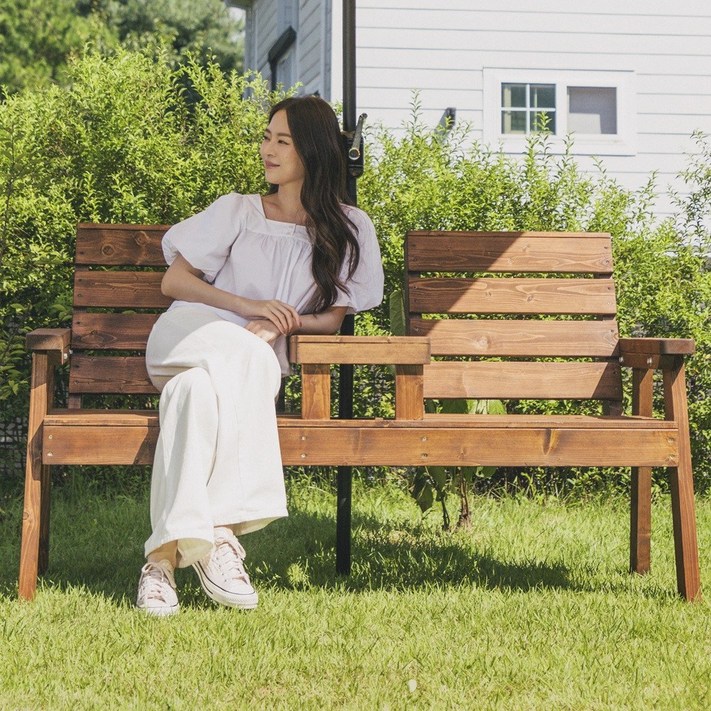 엉클트리 100 통원목 야외 더블체어 벤치 강력 볼트체결 구조, 더블체어 무도색