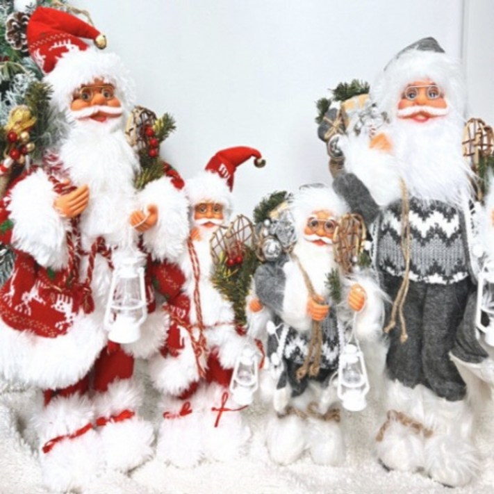 누리에스앤티 크리스마스 트리장식 산타인형 40cm 60cm 레드 그레이, 그레이, 1개