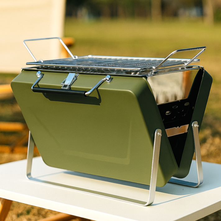 3초설치 제이젯 바베큐그릴 캠핑화로 접이식 1인 휴대용 감성 밀리터리올리브, 1개