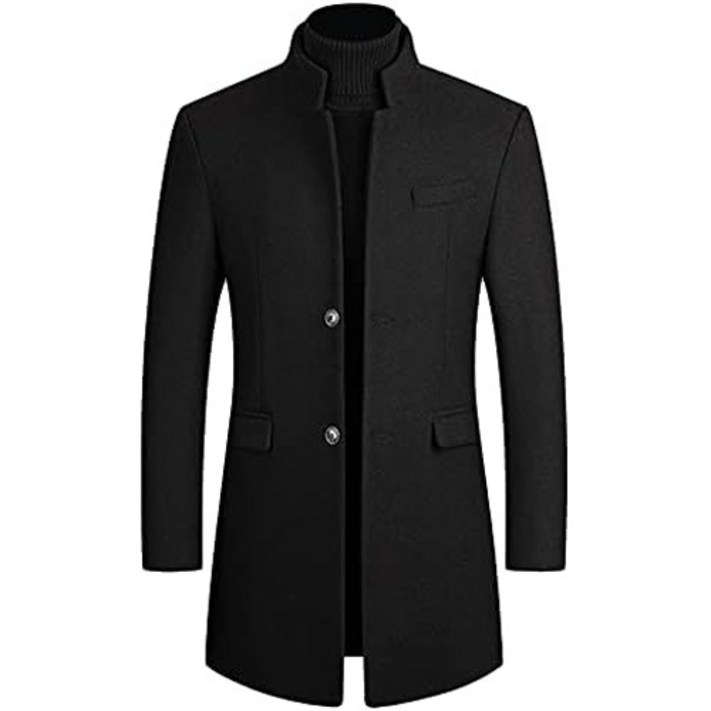 루 시크 남성 싱글 가슴 트렌치코트 버튼 다운 코트 따뜻한 드레스 완두콩