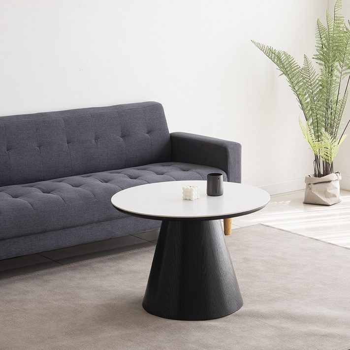 트리몬 쩰리 세라믹 블랙 원형 유압식 압축봉 높이조절 거실 700 리프트업 카페 테이블