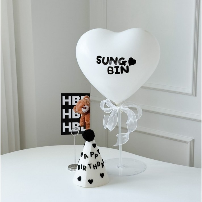 하피블리 생일 고깔 모자 스탠드 생일파티 용품 세트, 카드세트화이트