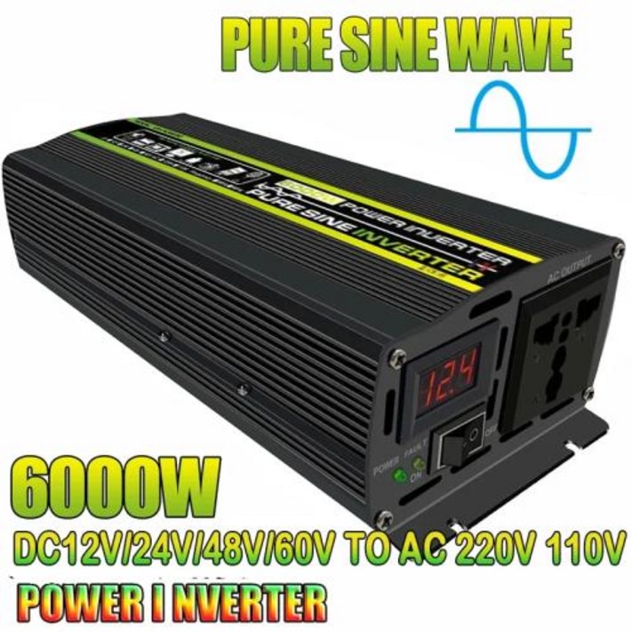 순수 사인파 인버터 10000W 12000W DC12V 24V 48V to 220V 110V 자동차 태양열 시스템 가정용 야외 RV