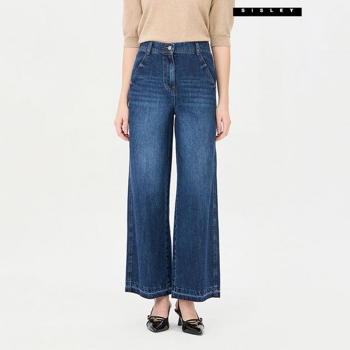 시슬리 도밍고 뒷밴딩 와이드 데님 팬츠 SADP10441