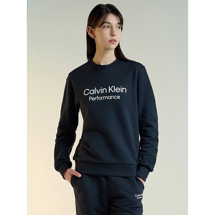 캘빈클라인스포츠 비노출특가캘빈클라인 베이직 로고 맨투맨 여성 블랙그레이 2878626